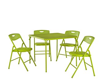 Cosco Products 5-Piece Folding Table and Chair Set, Apple Green