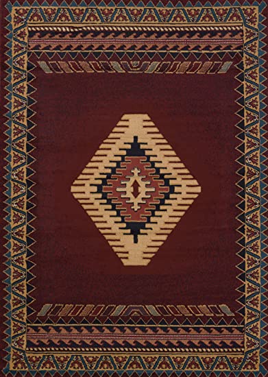United Weavers of America Tucson Manhattan Rug Collection, 5' 3" by 7' 6", Burgundy