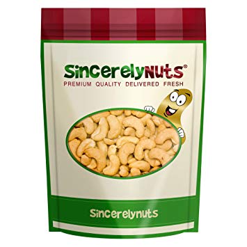 Sincerely Nuts Jumbo Raw Unsalted Cashews-Five Lb. Bag- Lip Smacking Taste- Memorable Freshness- Antioxidant Rich- Highly Nutritious