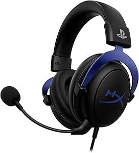 HyperX Cloud, Cuffie da Gaming, Connessione Cablata a 3,5 mm, Audio Nitido, Telaio in Alluminio, Cuscinetti in Memory Foam Rivestiti in Similpelle, Comandi sul Cavo, Adatto per PS4, Nero/Blu