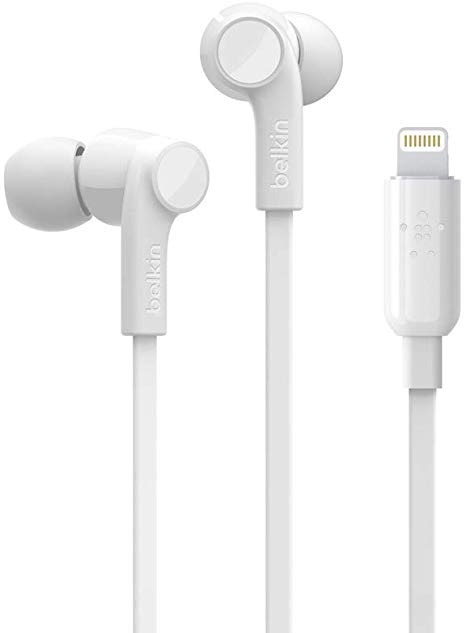 Belkin in-Ear Lightning Headphones w/Mic Control (iPhone Headphones for iPhone 11, 11 Pro, 11 Pro Max, XS, XS Max, XR, X, 8, 8 Plus, More) iPhone Earphones, iPhone Earbuds, White