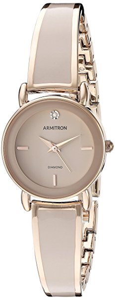 Armitron Women's 75/5363BHRG Diamond-Accented Rose Gold-Tone and Blush Pink Bangle Watch