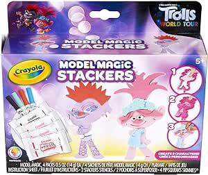 Crayola Trolls World Tour Model Magic Stackers, Trolls 2, Trolls Craft Kit, Gift for Kids, Ages 5, 6, 7, 8