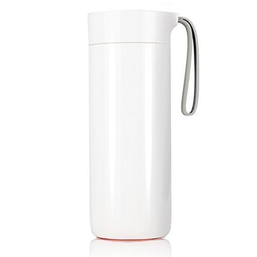 Chekue Thermos BPA-FREE Non-Spill Double Wall Travel Mug with Silicone Tea Filter, 400ML - White