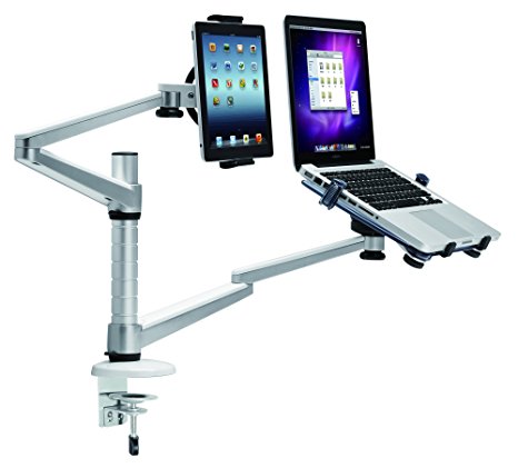 Laptop & Tablet Dual Desk Mount Stand Adjustable fits Notebook & iPad 10" & Mini 7" ~ by VIVO (STAND-V002I)