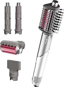 Shark FlexFusion Hair Dryer with Fusion Hair Brush, Ceramic Air Styler with Auto-Wrap Hair Curlers & Concentrator, Ceramic Plates, Metallic Mist HD641