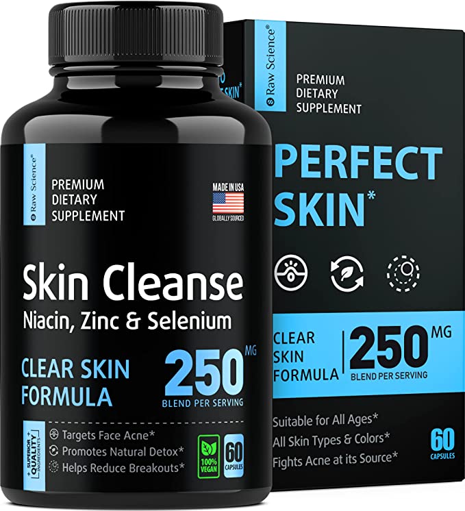 Anti-Acne Supplements for Men, Women & Teens – Hormonal and Cystic Acne Pills – Clear Skin Acne Vitamins for Teens – Vitamin E and Oral Zinc Sulfate, Oily Skin & Breakout Control – 60 Vegan Capsules