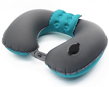 Neck Pillow Travel Neck Pillows Inflatable, Compact Portable Head and Neck Support Pillows in Flight, U Shaped Adjustable Ultralight Compact Neck Support Pillow for Lightweight Support/Rest (New-Gray)