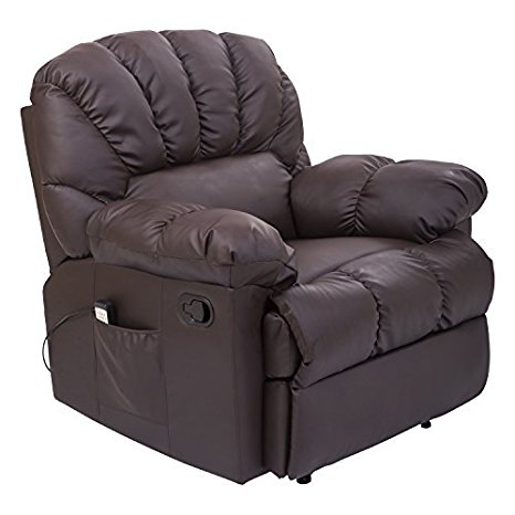 HomCom PU Leather Vibrating Massage Sofa Chair Recliner - Brown