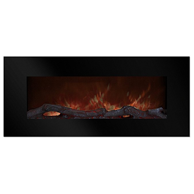 Electric Fireplace Wall Mounted, Color Changing LED Flame and Remote, 50 Inch, By Northwest (Black)