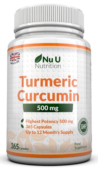 Nu U Turmeric Curcumin 500mg, 365 Capsules (1 Year Supply)