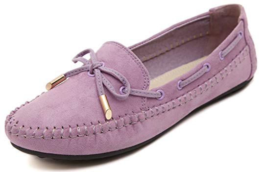 DolphinBanana Women's Casual Colorful Velvet Flat Loafers Slip-Ons & Lace Closure Fashion Sneaker Prime Moccasin Shoes Pink