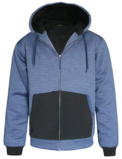 HARD LAND Men’s Heavyweight Sherpa Lined Hoodie Zip Up Hooded Sweatshirt Winter Fleece Jacket