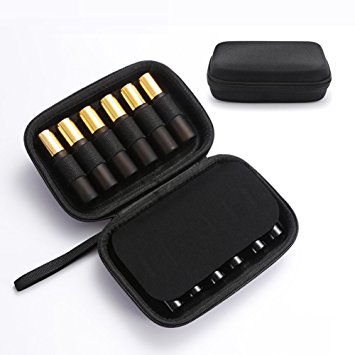 Portable Essential Oil Carrying Case - Hard Shell Case Holds 12 Bottles (Can hold 5ml, 10ml, &10ml Rollers)Travel Size Essential Oils Bag Organizer Perfect for Young Living, doTERRA, and more -Black