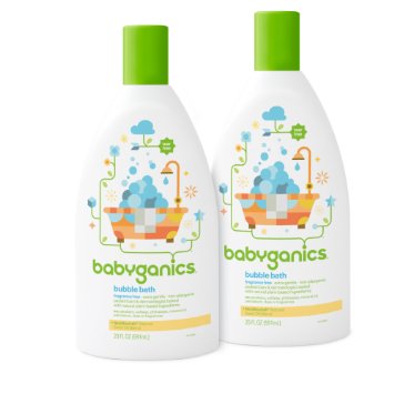 Babyganics Baby Bubble Bath, Fragrance Free, 20oz Bottle, (Pack of 2)