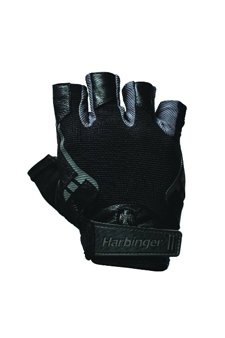Harbinger Pro Non-WristWrap Vented Cushioned Leather Palm Weightlifting Gloves, Pair