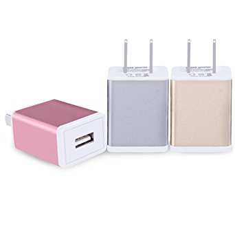 Wall Charger, INEER 3PCS 1Amp USB Port Micro USB Power Adapter Home Wall Charger Plug for iPhone 7/7 Plus 6/6s Plus 5 5S SE Samsung Galaxy S5 S4 S3 and More USB Devices