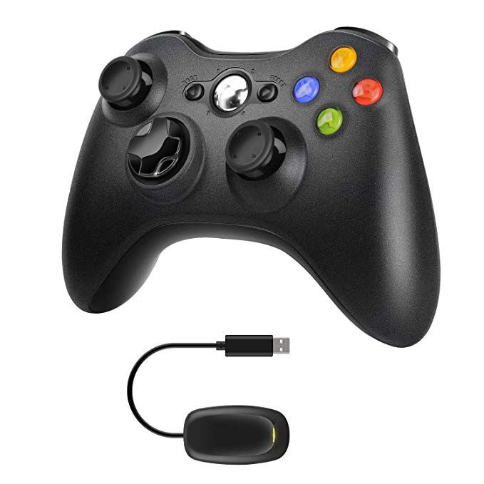 Molyhood Xbox 360 Controller, 2.4 G Wireless Game Controller Gamepad Joystick Dual Vibration Improved Ergonomic Design for Microsoft Xbox & Slim 360 PC Windows 7, 8, 10