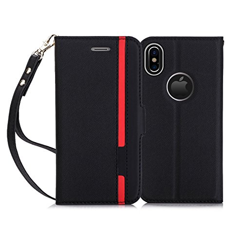 iPhone X Case, iPhone X Wallet Case, FYY Premium PU Leather Wallet Case with Hand Strap and Kickstand Function for Apple iPhone X Edition(2017) Strip-6