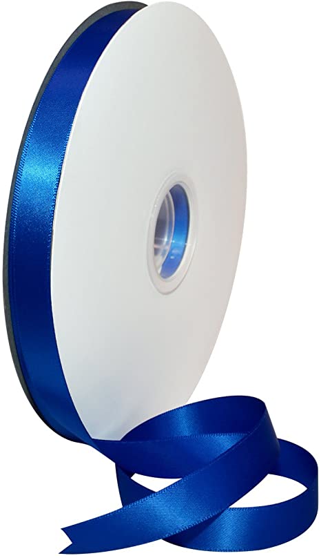 Morex Ribbon 08816/00-352 Double Face Satin Polyester Ribbon, 5/8"/100 yd, Electric Blue