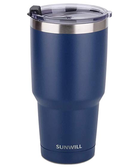 SUNWILL 30oz Tumbler with Lid, Stainless Steel Vacuum Insulated Double Wall Travel Tumbler, Durable Insulated Coffee Mug, Powder Coated Navy, Thermal Cup with Spill Proof Lid