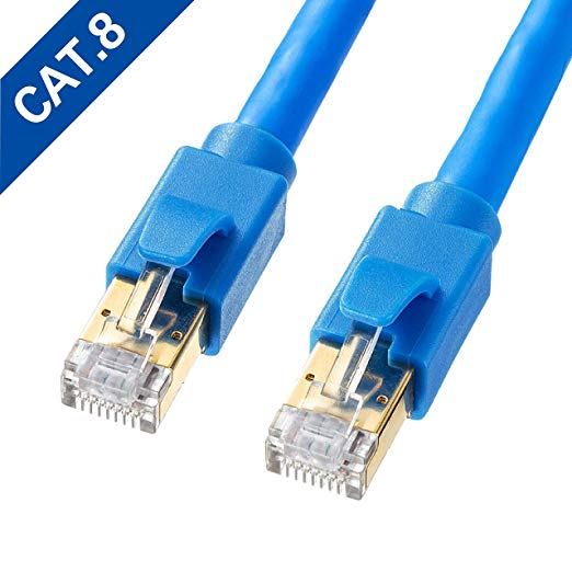 SANWA CAT8 ScTP 2000Mhz Gold-Plated Snagless Network LAN Ethernet Patch Cable (1 m)