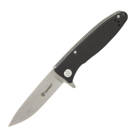 Ganzo G728-BK Folding Knife Handle G10 Black Liner Lock 440C