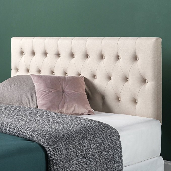 Zinus Upholstered Modern Classic Tufted Headboard in Taupe, Full