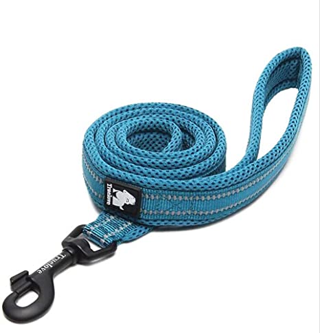 Rantow 110cm Long 2cm Wide Breathable Padded Mesh Dog Leash With 3M Night Safety Reflective Stripes, Soft Durable Comfortable Dogs Leads Rope for Small Dogs