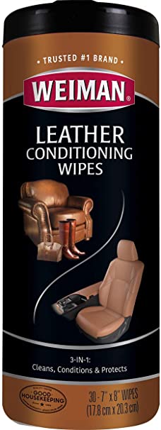 Weiman Leather Wipes - Clean and Condition Car Seats, Shoes, Couches and More - 30 Count