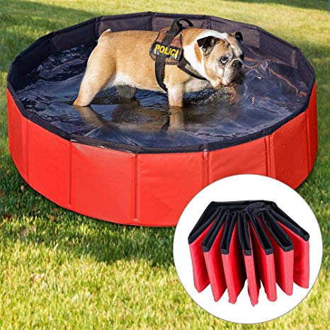 Yaheetech PVC Cat Dog Swimming Pool Puppy Bathtub Red in Different Size (S: 80 x 20 cm)