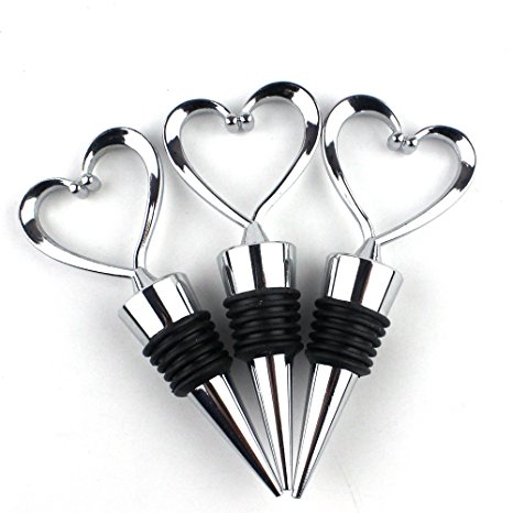 Lovelyou Stainless Steel Love Design Heart Shape Wine and Beverage Bottle Stoppers (3)