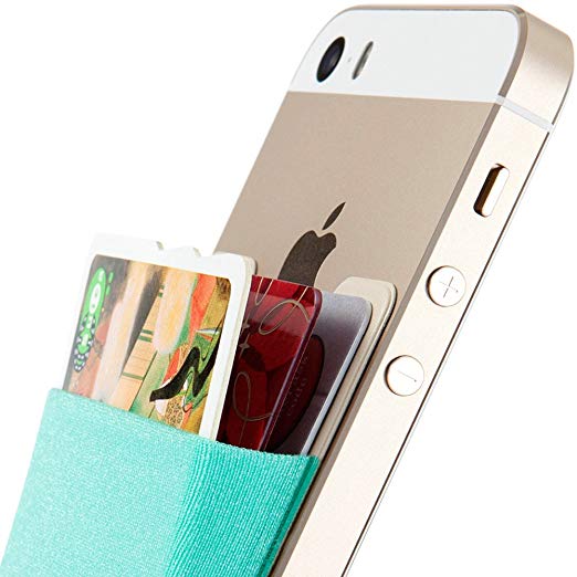 Credit Card Wallet, Sinjimoru Stick-On Wallet functioning as Wallet case, Credit Card Case on iPhones and Androids. Sinji Pouch Basic 3, Mint.