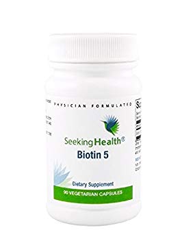 Biotin 5 | 5000 mcg Biotin | 90 Easy-To-Swallow Vegetarian Capsules | Physician Formulated | Seeking Health
