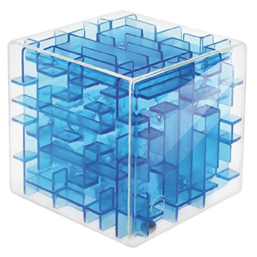 HaloVa 3D Maze Magic Cube, Transparent Magic Cube Puzzle, Sequential Labyrinth Rolling Ball Game Learning Educational Toy Christmas Birthday Gift, Blue