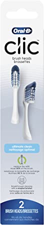 Oral-B Clic Toothbrush Ultimate Clean Replacement Brush Heads, White, 2 Count