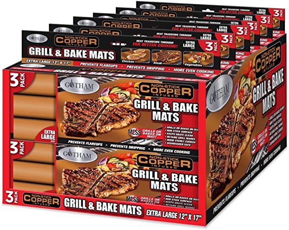 Gotham Steel 2005 Reusable Non-Stick BBQ Grill And Baking Mats, Copper