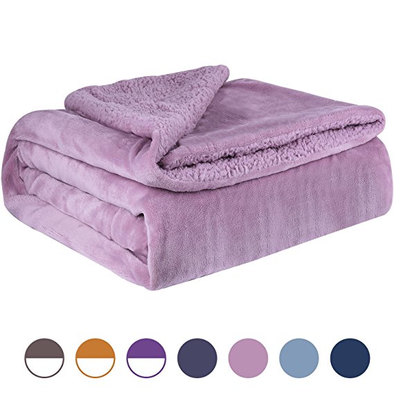 Euyzou Throw Blanket Micro Fleece Plush Sherpa Fur Soft Comforter Heavy Weighted Couch Sofa Bed 60x80 Queen Size Pink
