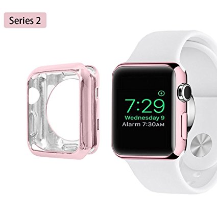 Apple Watch Case iwatch Series 2 Cover Soft TPU Bumper Scratch Resistant protector Case for Apple watch 2nd Edition 38mm Rose Gold