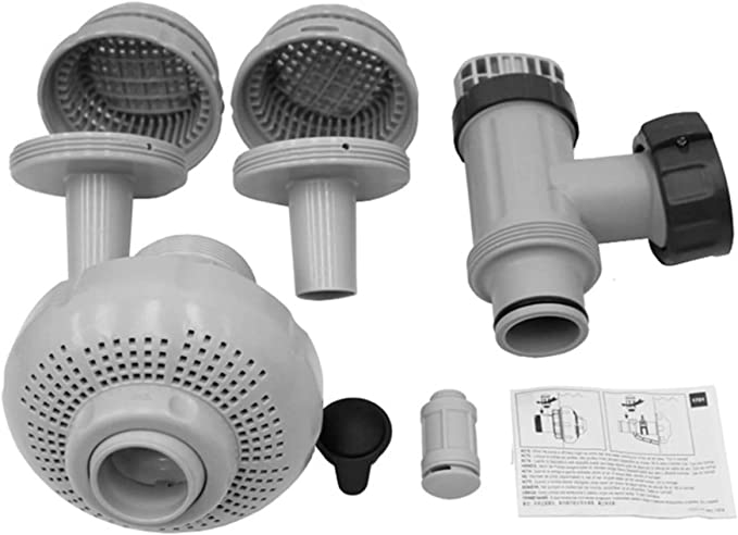 Intex 26005E Above Ground Swimming Pool Inlet Air Water Jet Part Kit with Plunger Valve, Strainer Connector, Jet Nozzle, Strainer Grid & More