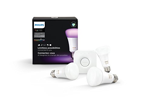 Philips Hue 464479 60W Equivalent White and Color Ambiance A19 Starter Kit, 3rd Generation, Works with Amazon Alexa