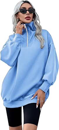 Zeagoo Women 3/4 Zip Sweatshirts Stand Collar Pullovers Fleece Casual Hoodies Y2K Coat