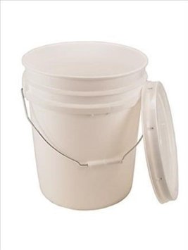 5 Gallon White Bucket and Lid - Durable 90 Mil All Purpose Pail - Food Grade - BPA Free Plastic -