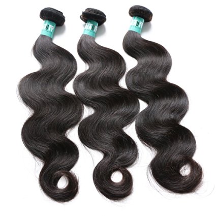 Msbeauty Hair Brazilian Virgin Hair Body Wave 3 Bundles Grade 5A Unprocessed Virgin Human Hair Weave Weft Mixed Length(14 16 18) Natural Color Tangle-free