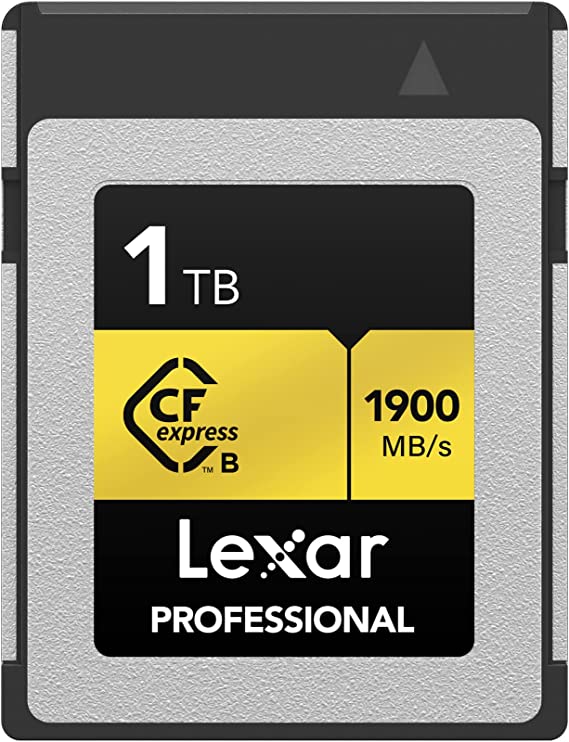 Lexar Professional 1TB CFexpress Type B Memory Card Gold Series, Up to 1900MB/s Read, Raw 8K Video Recording, Supports PCIe 3.0 and NVMe (LCXEXPR001T-RNENG)