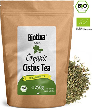 Cistus Tea (8.8 oz - Loose Organic Herbal Tea - 250 servings) - Cistus Incanus - Hoary Rock-Rose - Antioxidant an many Polyphenols - Packed and controlled in Germany (DE-ÖKO-005)