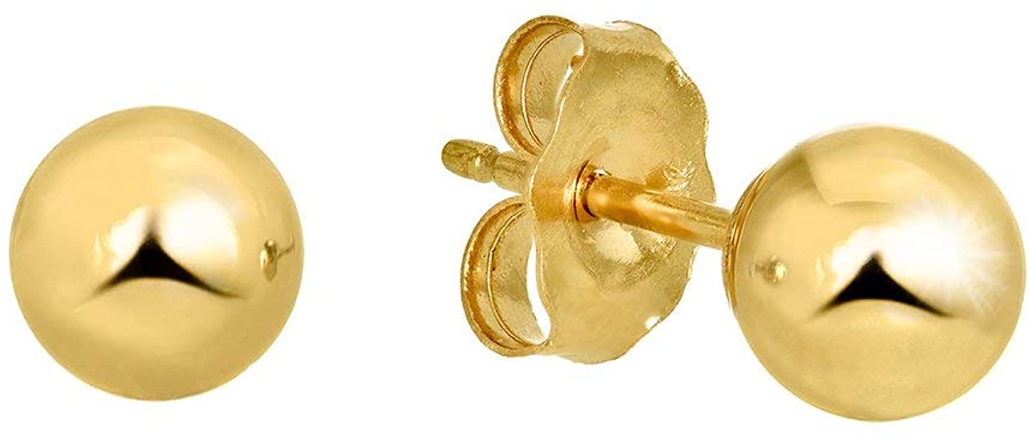 14k Yellow Gold Ball Stud Earrings - 2mm 3mm 4mm 5mm 6mm 7mm 8mm 10mm