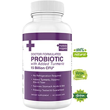 Probiotic Plus with Prebiotics & Added Turmeric - End Digestive System Issues for Women, Men & Children - 15 Billion Cfu