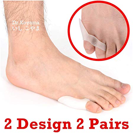 Dr.Koyama Tailors Bunion or Bunionettes Pinky Toe Protector, Pack of Four Soft Gel Padded Guards to Protect the Tailor Bunion on Your Little Toe