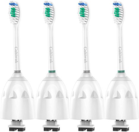 Guhiwuk Toothbrush Heads Replacement for Philips Sonicare E-Series HX7001, Fit Sonicare Advance, CleanCare, Elite, Essence and Xtreme Electric Toothbrush Handles 4 Count